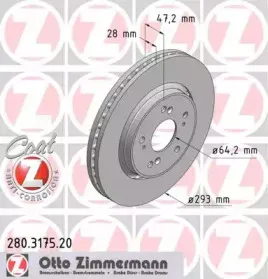 280.3175.20 ZIMMERMANN Тормозной диск