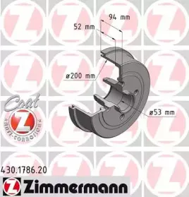430.1786.20 ZIMMERMANN Тормозной барабан