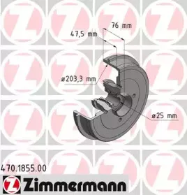 470.1855.00 ZIMMERMANN Тормозной барабан
