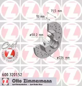 600.3201.52 ZIMMERMANN Тормозной диск