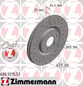 600.3215.52 ZIMMERMANN Тормозной диск