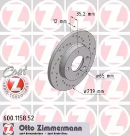 600.1158.52 ZIMMERMANN Тормозной диск