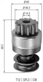 940113020188 MAGNETI MARELLI Ведущая шестерня, стартер
